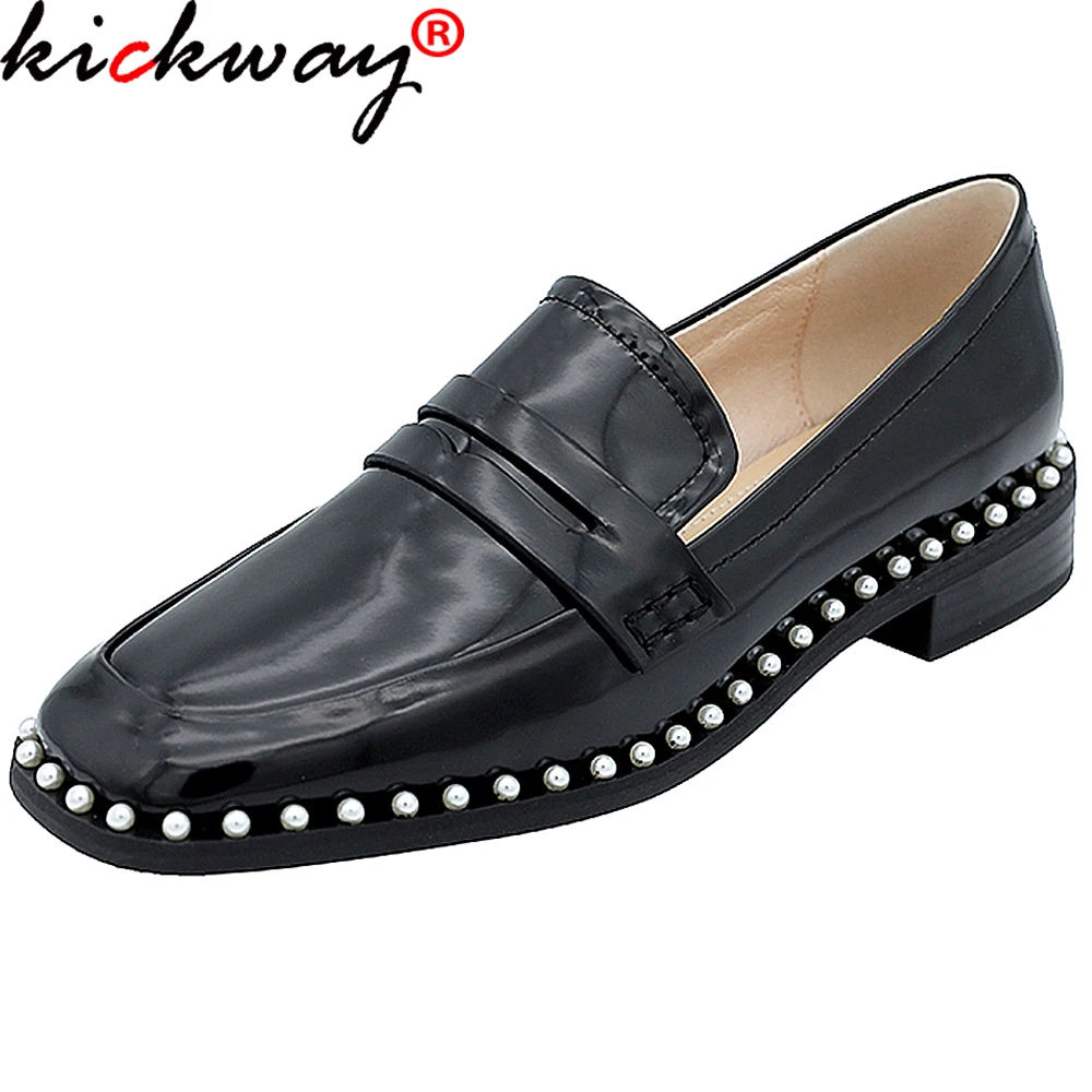 

New Women Genuine Leather Flat Shoes Slip-on Oxford Shoes For Women Black Fashion Dress Shoes Womens Chaussures femme Size 34-40