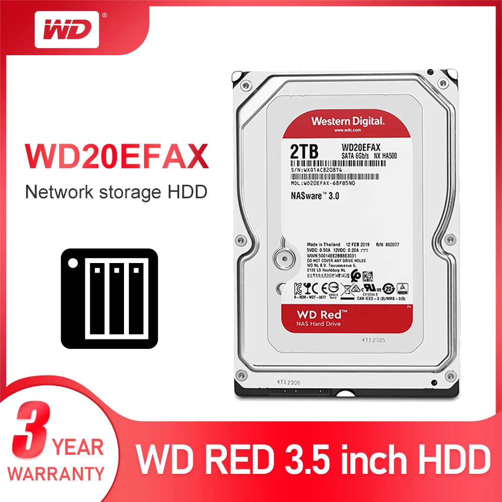 

WD Red 2TB Network Storage 3.5 '' NAS Hard Disk Red Disk 2TB 5400 RPM 256M Cache SATA3 6Gb/s HDD WD20EFAX