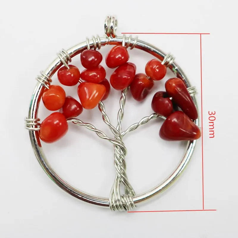 7 Chakra Quartz Natural Stone Tree of Life Pendulum Pendant For Women Healing Necklaces Reiki Jewelry 30mm | Украшения и