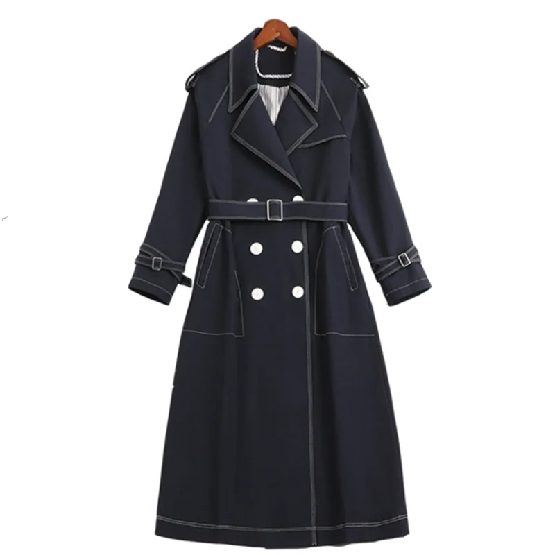 

Fashion Women's Windbreaker Spring New Mid-Length High-Quality Large Size Jacket European And American Style Free Shipping