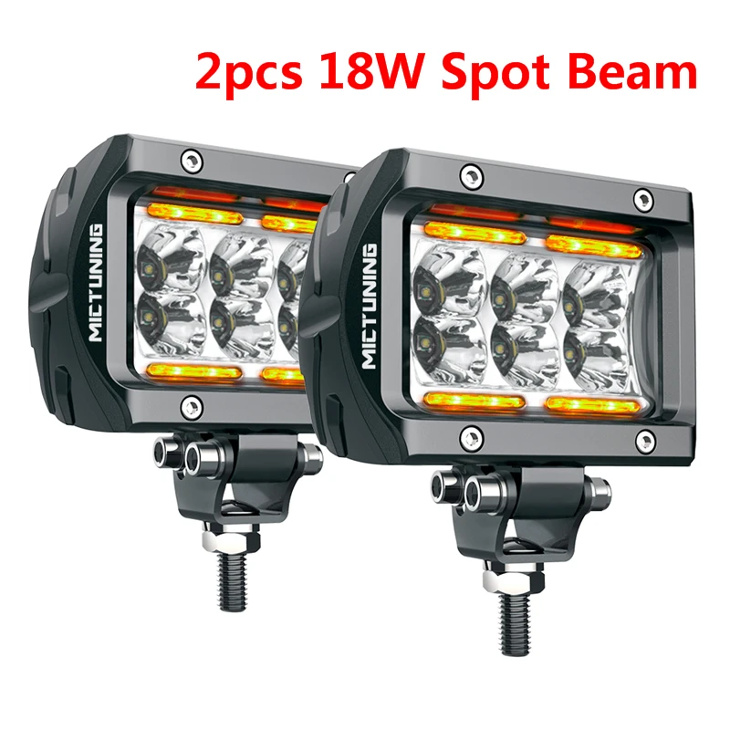 

New Car Led Work Light Bar Unlimited-GO K1 4" 18W LED Flood Work Lamp with Amber Ambient Light for Jeep ATV SUV Truck Boat