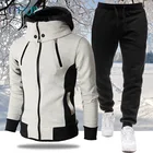Мужской спортивный костюм из 2-х предметов, повседневный кардиган на молнии и штаны, спортивная одежда, зима 2021