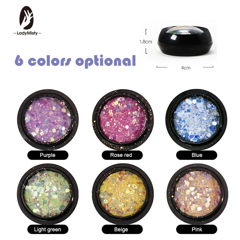 1 коробка смешанные цвета меняющие свет Блестящие Блестки для ногтей цветные