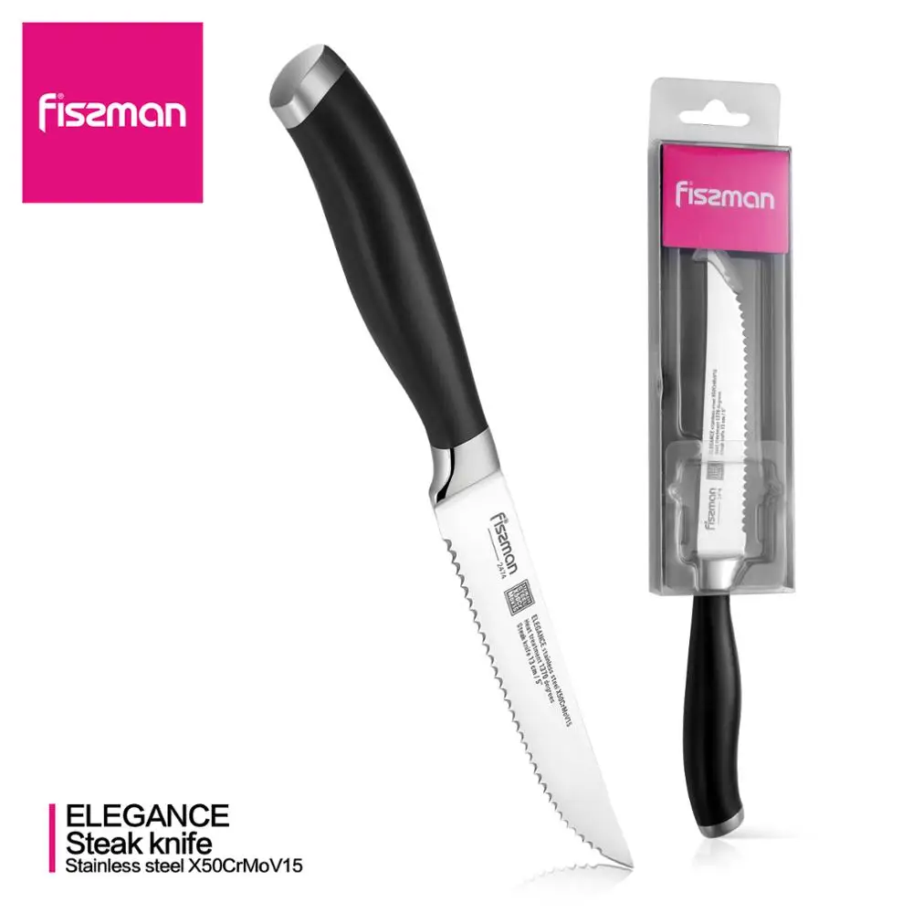 FISSMAN нож для стейка серия ELEGANCE немецкий стальной кухонный с ручкой ABS конический