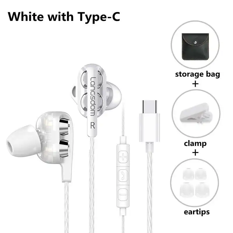 White Type-C Бренд Langsdom D4C наушники проводные Hifi наушники вкладыши для телефона Xiaomi huawei meizu type c Ушные телефоны - Цвет: White Type-C