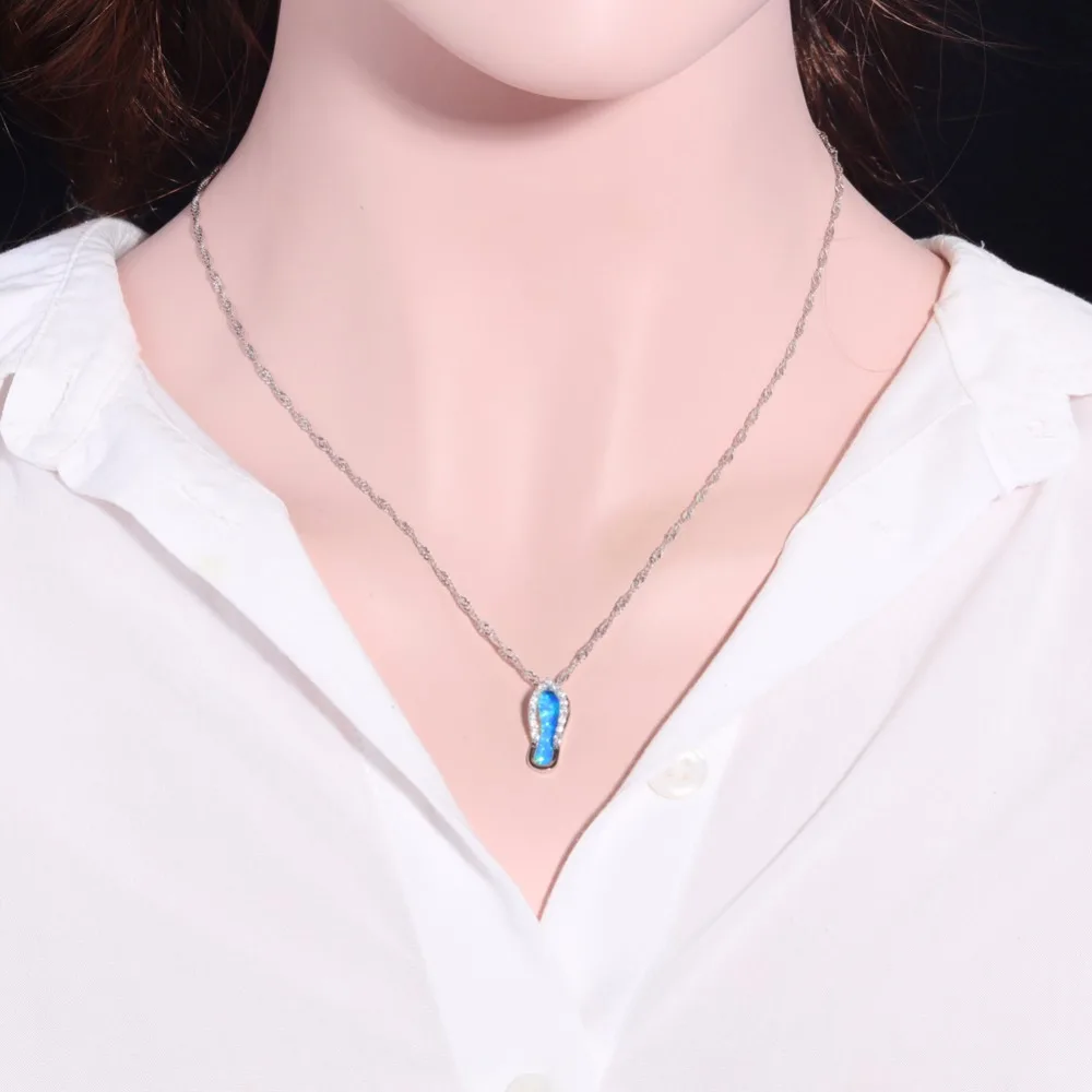 Женская подвеска из серебра 925 пробы с голубым и белым огненным опалом|fire opal|pendant