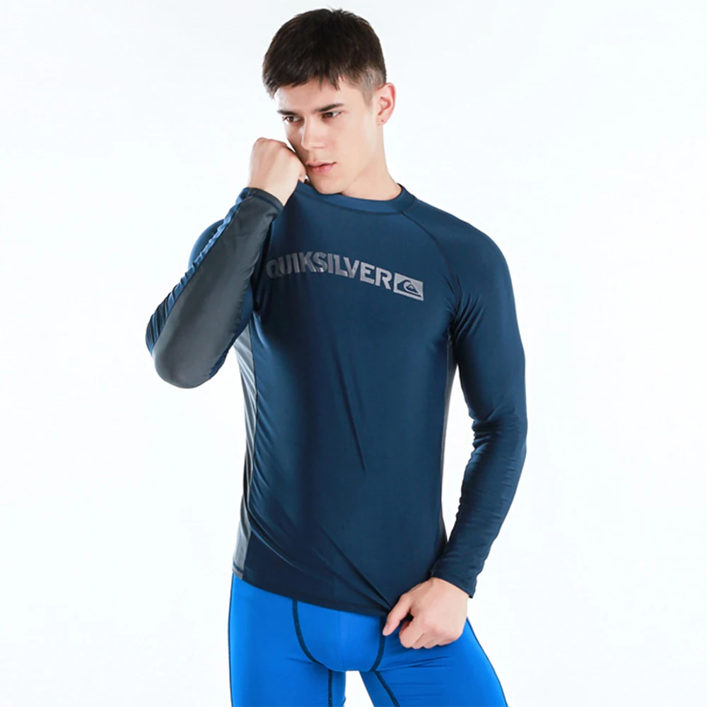Men Swimsuit Swimming T-shirt Beach UV Lycra Protection Swimwear Rash Guard Long Sleeve Surfing Diving Swimsuit Surf Rashguard