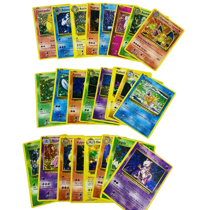 60 шт. Покемон 1996 лет флэш-карта бокс чехол Charizard Pikachu Mewtwo дисплей игра английские