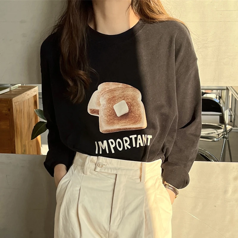

Spring summer Casual Letter T Shirt Women O Neck Long Sleeve White Blouse Student Pullover Korean Fashion Street Wear New 2022