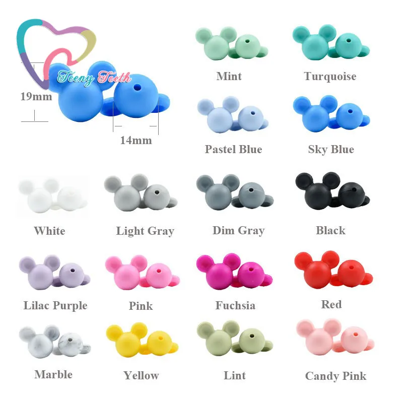 10 шт. силикон микки бисер ребенок Прорезывание Зубов Бусины безопасный пищевой