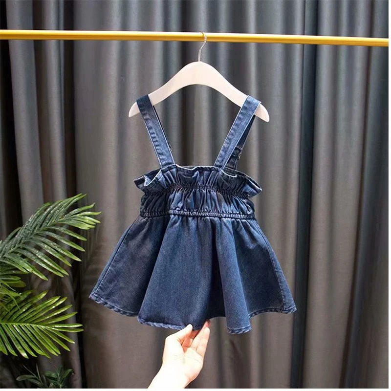 Комплект из 2 предметов Dess и футболки хлопковое джинсовое платье с длинным