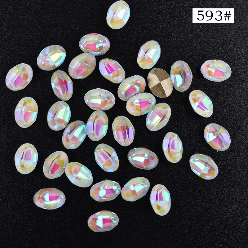 10 шт. опал Аврора Блестящие Стразы для ногтей AB цветные острым концом с