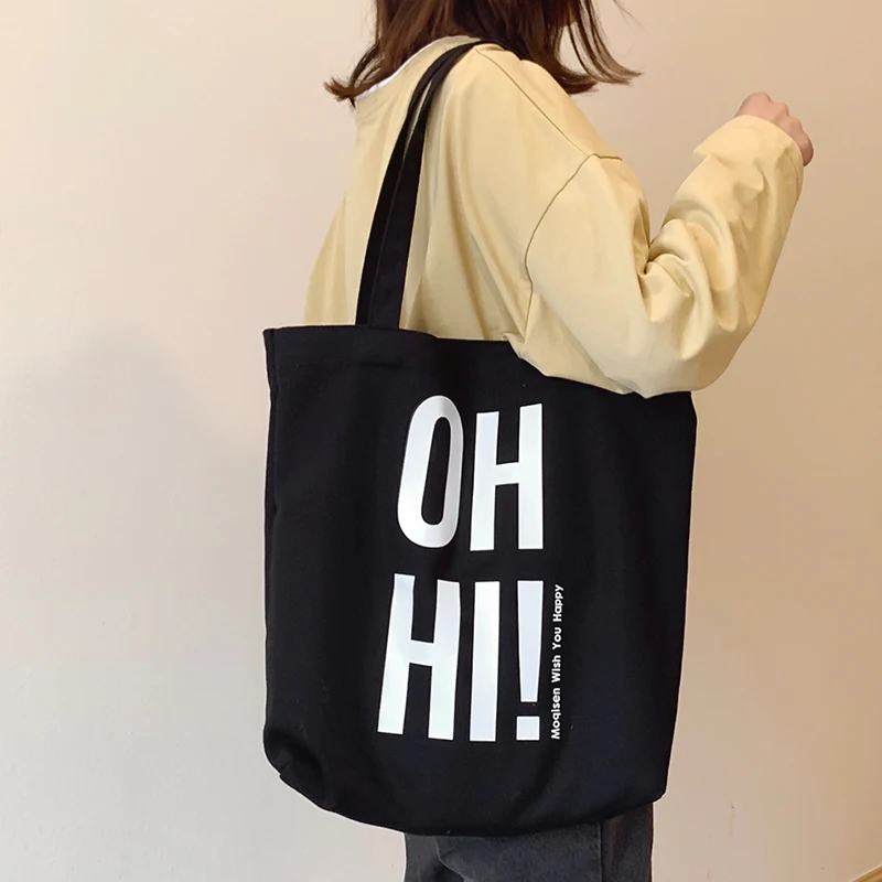 

Vegan Shopping Bag 2021 Letter Printing Canvas Bag Large Capacity Foldable And Reusable Customizable Text And Picture Slogan