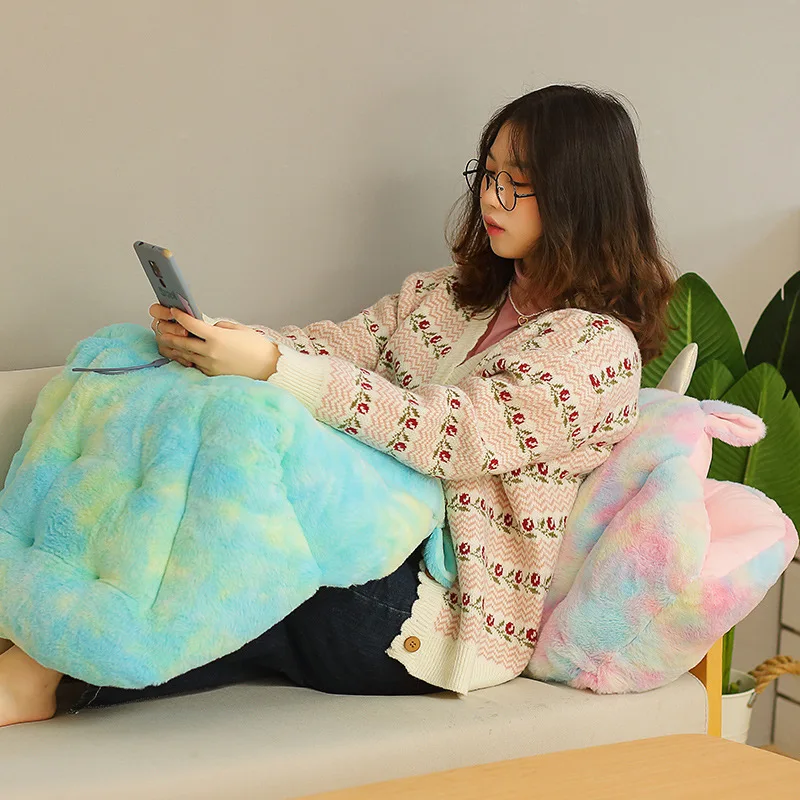 

1pc 55 * 35 * 31cm ins blue-green, colorful unicorn plush cushions are suitable for many scenes, use as a gift to family