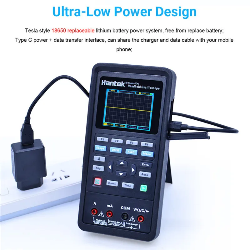 Цифровой осциллограф Hantek 3 в 1 + генератор сигналов мультиметр портативный USB 2