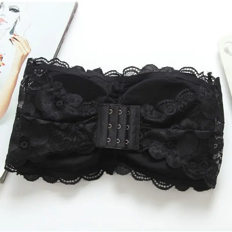 1 шт. модные летние женские цветочные кружева Bandeau бесшовный бандо без косточек Размеры 4-крюк бюстгальтер без бретелек топ