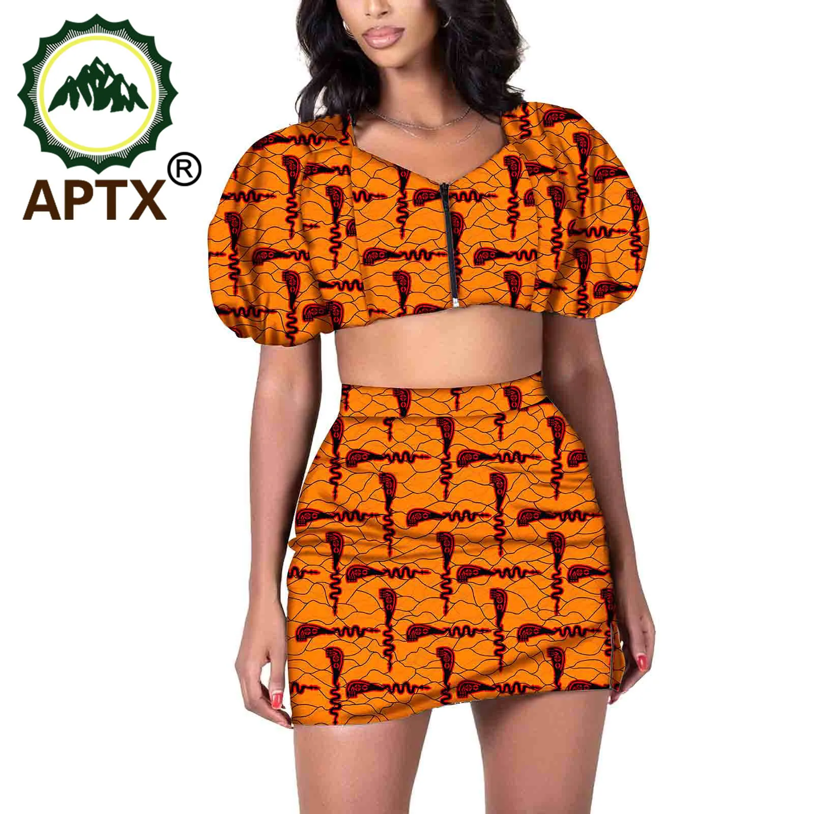 

African Clothing For Women Ankara Style V Collar Short Puff Sleeve Shorts 2 Piece Set Wax Pure Cotton Sexy Elegant Fashion Suit
