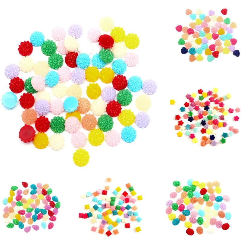 200 шт. смешанные розы цветы из смолы искусственные украшения с плоской задней