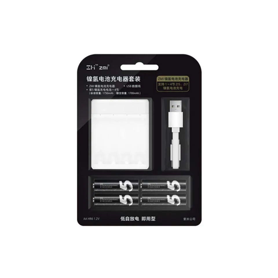 Xiaomi ZMI ZI7 ZI5 AAA 700mAh AA 1800mAh 1,2 V перезаряжаемый Ni-MH аккумулятор и зарядное устройство для AA и AAA