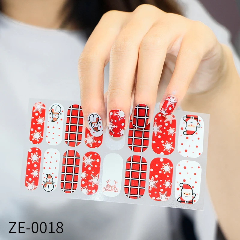 16 наклеек/Лист Рождественские наклейка с цветком для ногтей Советы Стикеры