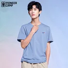 Футболка Pioneer Camp Мужская в стиле хип-хоп, 100% хлопок, повседневная одежда, черная белая синяя, на лето, XTS123007