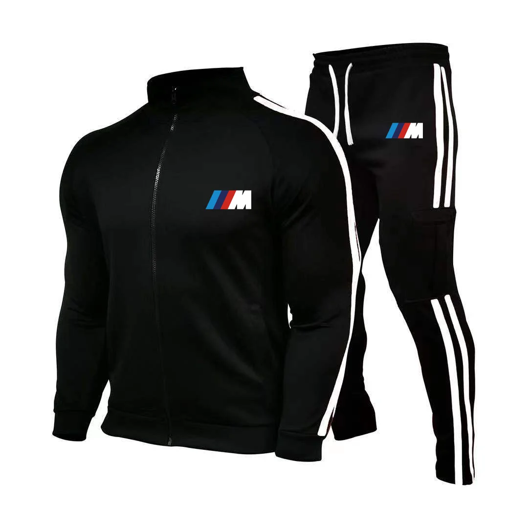 

2021 new BMW M men's football suit zipper hoodie + pants two pieces of casual track suit men's sportswear gym brand clothing s