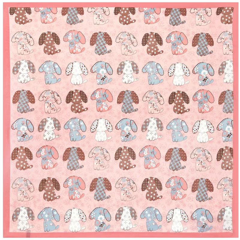Dog PINK POBING 70 см* 70 см кошачья голова небольшие Квадратные платки хиджаб люксовый бренд пятнистый Шелковый женский шарф Дамская повязка на голову с принтом шейный платок бандана - Цвет: Dog PINK