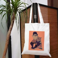 shopping bags fabric shopper bag demon slayer summer canvas womens reusable shoulder printed designer handbags
