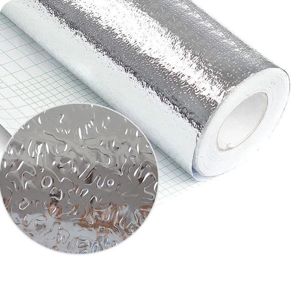 

Kitchen Oil Proof Waterproof Sticker Aluminum Foil Kitchen Stove Cabinet Stickers Self Adhesive Wallpapers DIY Wall Stickers
