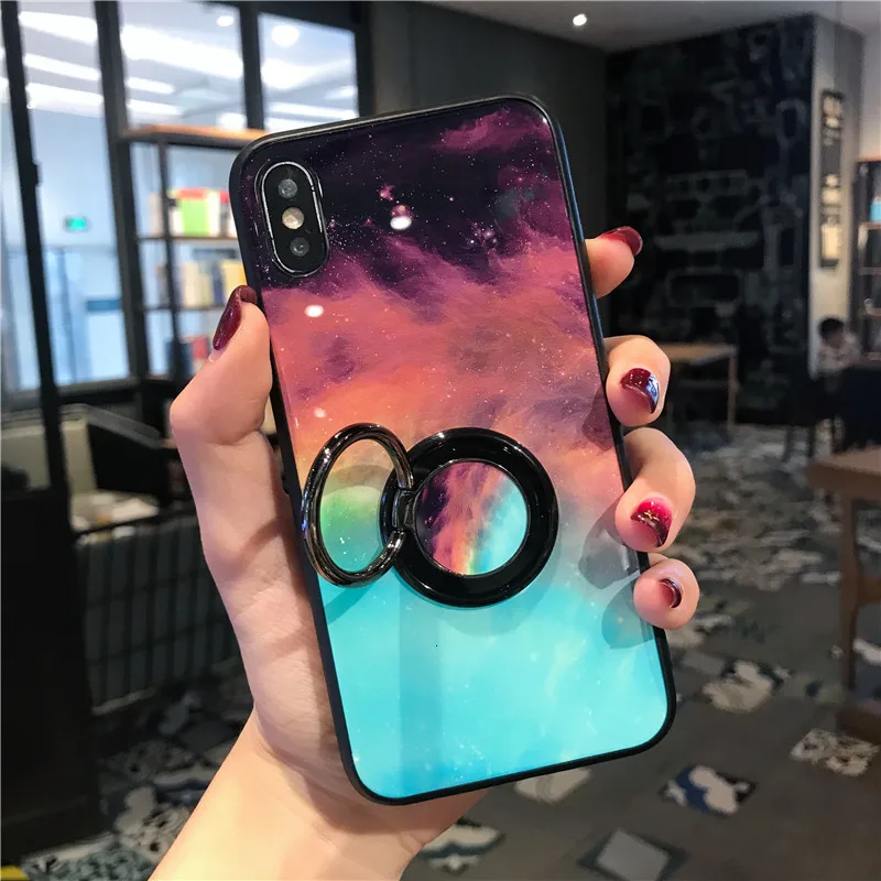 Роскошный красивый чехол для Iphone 11 Pro XS MAX XR X 6 7 8Plus с кольцом из закаленного