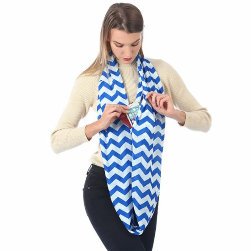 Женский шейный платок с принтом в виде шеврона и волн |