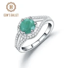 Женские кольца GEM'S BALLET, классические кольца из стерлингового серебра 925 пробы с драгоценными камнями, ювелирные изделия для помолвки, кольцо с натуральным круглым зеленым изумрудом