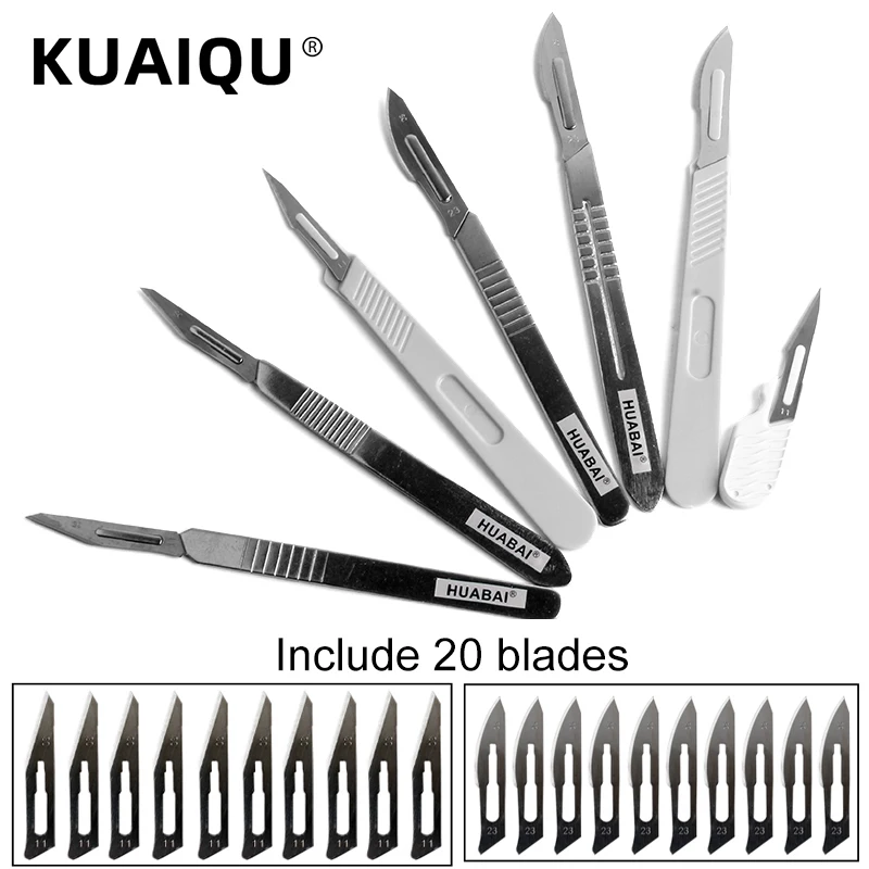 Набор инструментов для скальпеля из нержавеющей стали 10 шт. лезвия 11 #23 # + 1 ручка