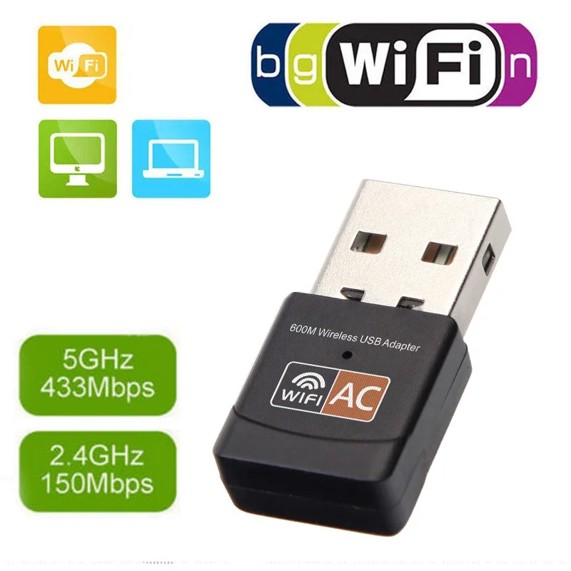 Zexmte беспроводной USB адаптер 600M bps двухдиапазонный 2 4 ГГц/5 8 ГГц сетевая карта для