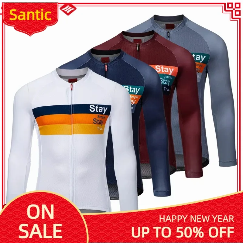 

Santic Men Summer Cycling Jersey Long Sleeve Cycling MTB Breathable Cycling Tops Men Cycle Jerseys Heat Absorption Quick Dry