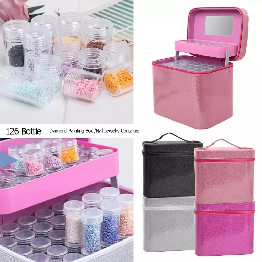 

New 126 Bottles Diamond Painting Accessories Handbag Bead Storage Bottle Diamond Embroidery Multi-function Tools Kits