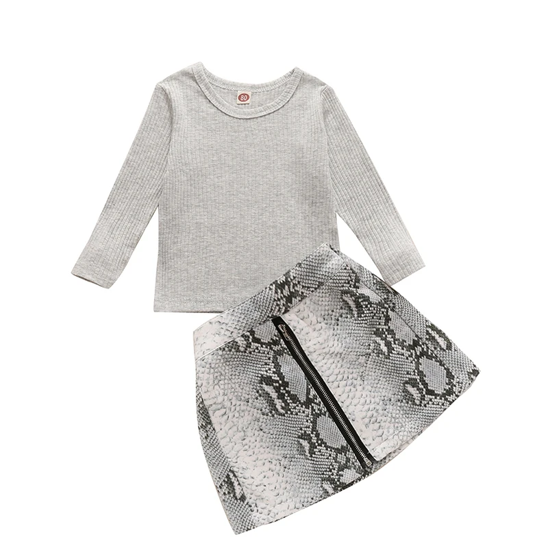 

От 1 до 5 лет Детский комплект с юбкой комплект одежды для маленьких девочек из 2 предметов, осенняя одежда с длинными рукавами, вязаные топы д...