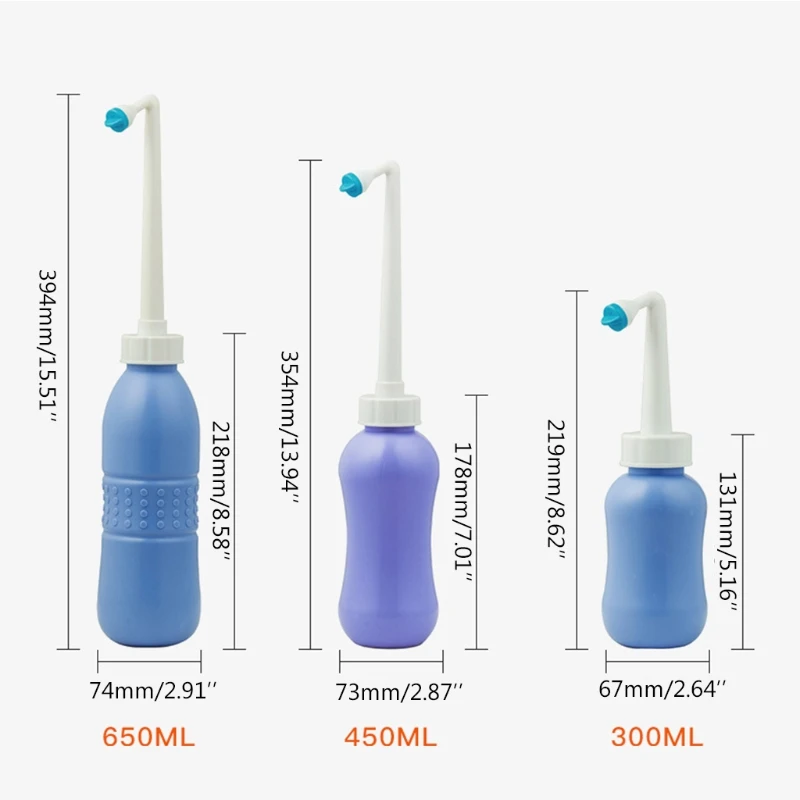 

Portable Bidet Sprayer Handheld Bidet Bottle 300-650ml with Travel Bag 2 Nozzle