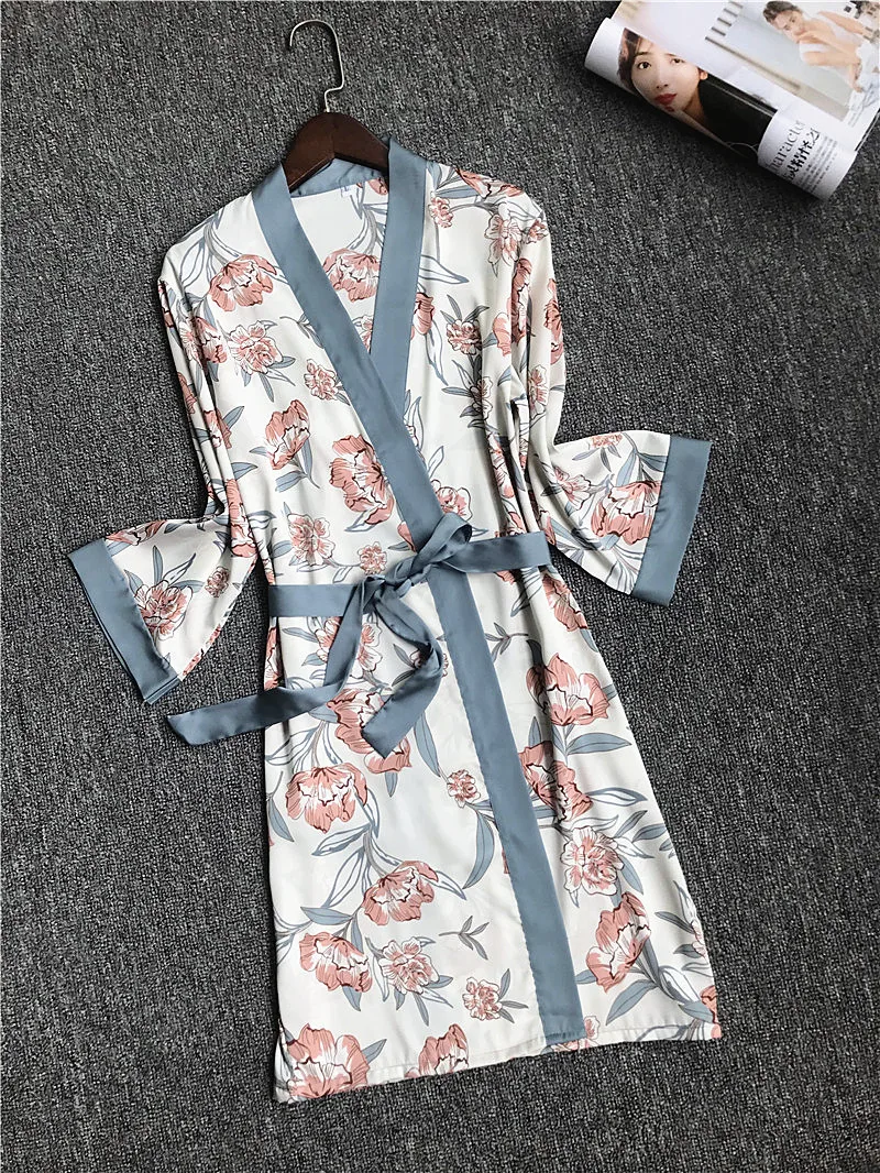 Женское кимоно с v образным вырезом ночная рубашка на весну и лето|Халаты| |