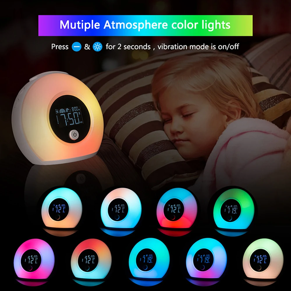 Будильник музыкальный светильник для пробуждения с Bluetooth колонками регулируемой