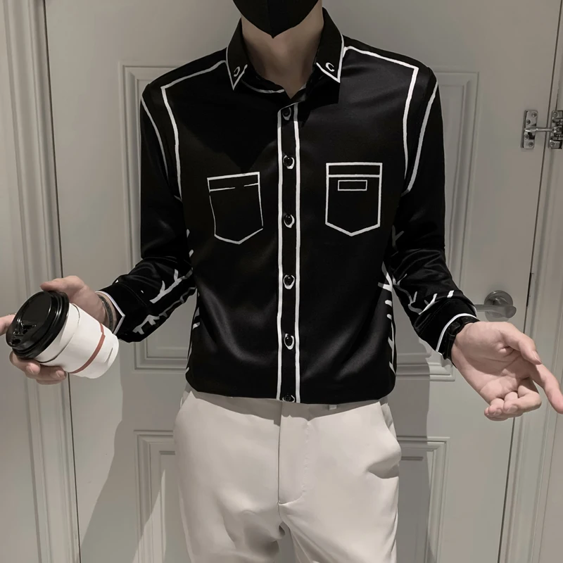 Мужская приталенная рубашка-смокинг с длинным рукавом размеры до 4XL - купить по