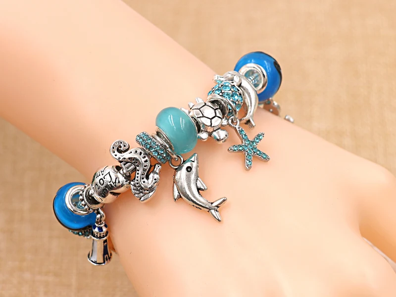 Женский браслет с изображением голубого океана Дельфина черепахи животного |