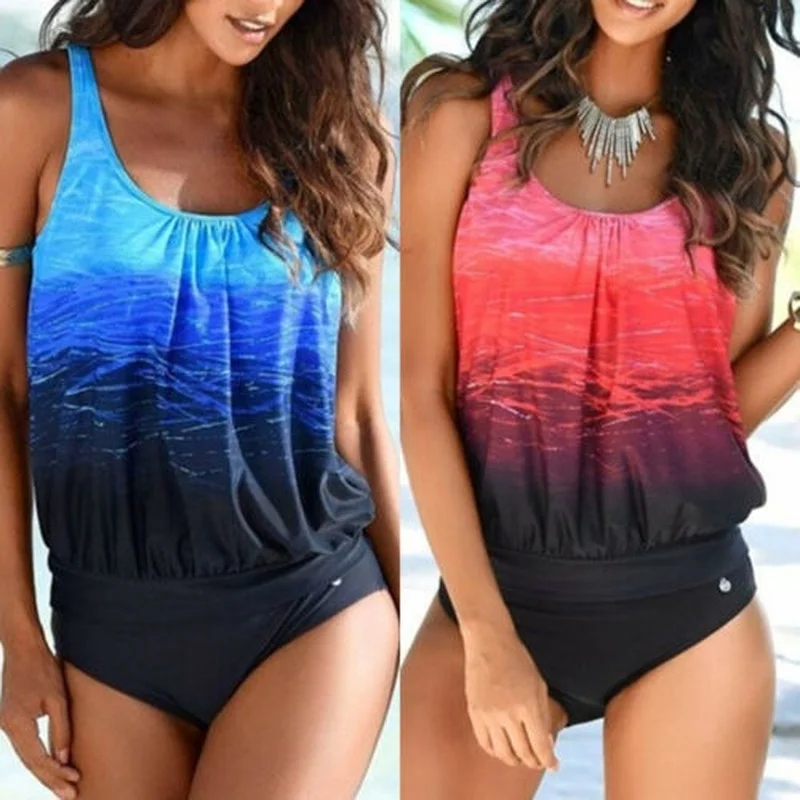 

Women Padded Sporty Tankini Bikini Set Swimwear Lady Swimsuit Swimming Costume