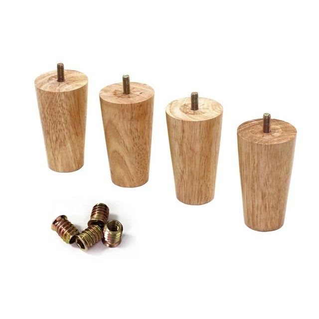 Straight cone 10CM 10 см высота цвет древесины мебель из каучукового дерева ножки M8 нитки Замена для шкафа стул диван стол кровать ножки упаковка из 4 - Цвет: Straight cone 10CM