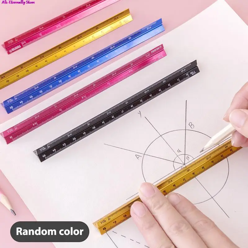 

high quality colorful 15cm aluminum triangular scale ruler aluminum alloy metal