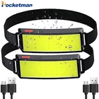 Мощный миниатюрный налобный фонарь с монолитным блоком светодиодов, Головной фонарь со встроенным аккумулятором, аккумуляторный фонарь для кемпинга, походов, рыбалки, 2 шт.