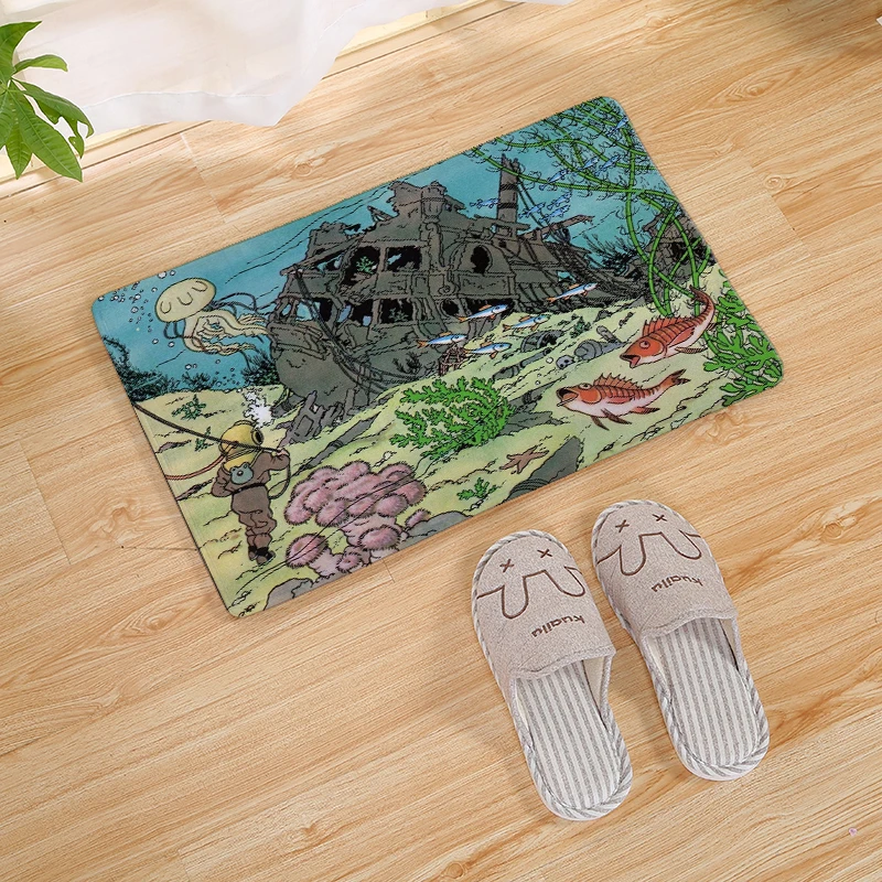 40 * 60cm Cartoon Tintin Adventure Car Goose Down Non-slip Carpet Kitchen Living Room Floor Mat Home Bedroom Decorative Cushion | Дом и сад