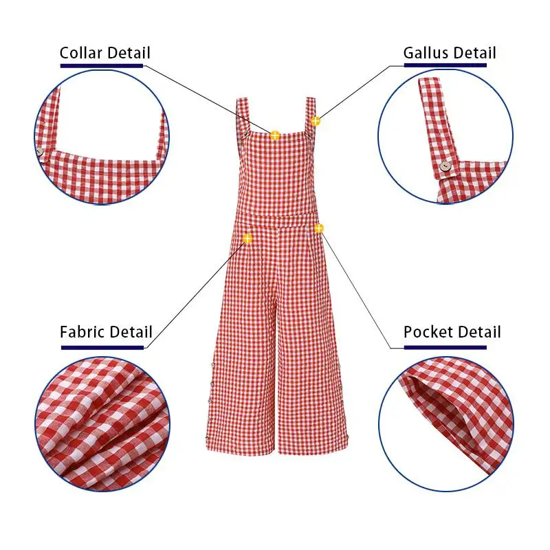 

Casual Loose Overalls Stylish Women Pantalon Suspenders VONDA Checked Plaid Rompers Sexy Printed Retro Jumpsuits Sleeveless 5XL