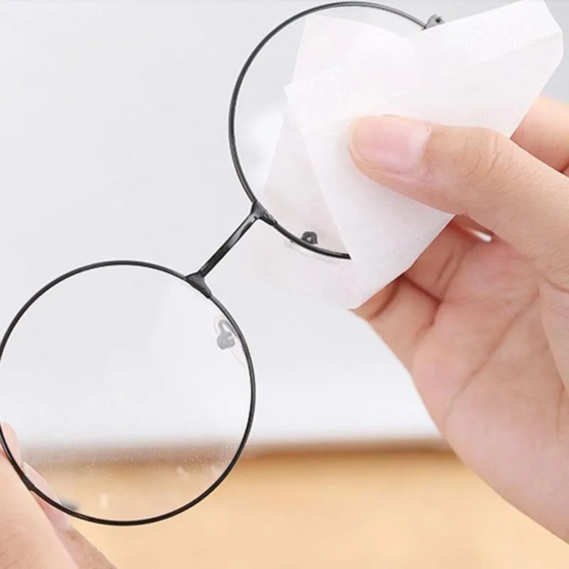 100pcs/box Glasses Cleaner Wet Wipes Disposable Anti Fog Misting Dust Remover Cleaning Lens Sunglasses Phone Screen Computer | Аксессуары