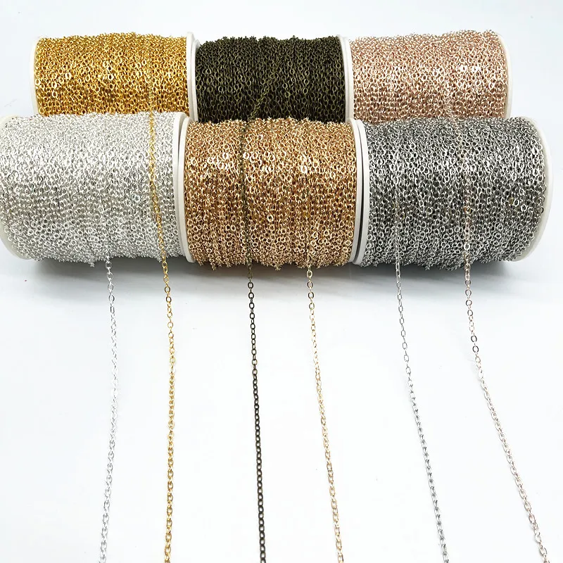 

5yards 2.0x3.0mm Golded/silvered/bronze Plated Necklace Chain for Jewelry Making Findings DIY Necklace Chains Materials Handmade